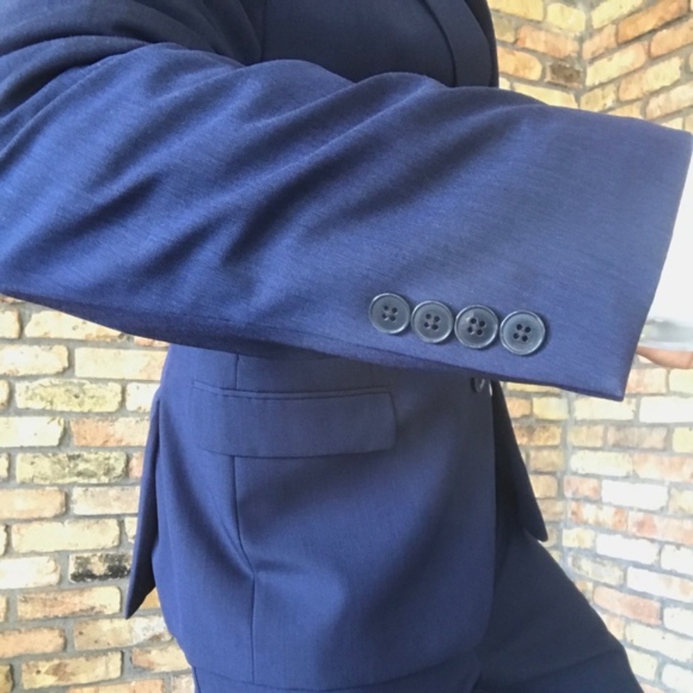 ✨ Calvin Klein Xtreme Slim Fit Navy 100% Wool Suit – 40S – Peak Lapel - Picture 5 of 7